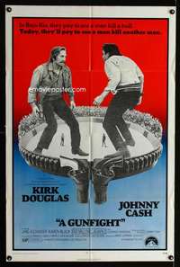 a223 GUNFIGHT one-sheet movie poster '71 Kirk Douglas vs Johnny Cash!