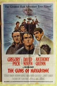 a228 GUNS OF NAVARONE one-sheet movie poster '61 Greg Peck, Niven, Quinn
