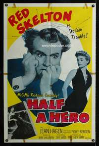 a232 HALF A HERO one-sheet movie poster '53 Red Skelton, Jean Hagen