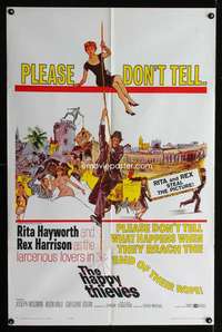a234 HAPPY THIEVES one-sheet movie poster '62 Rita Hayworth, Rex Harrison
