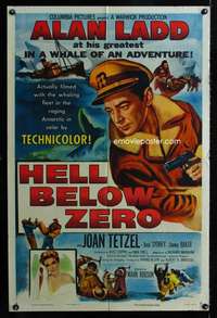 a242 HELL BELOW ZERO style A one-sheet movie poster '54 Alan Ladd