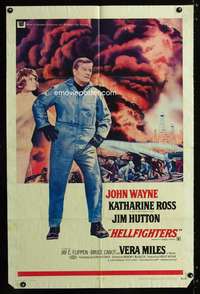 a244 HELLFIGHTERS one-sheet movie poster '69 John Wayne as Red Adair!