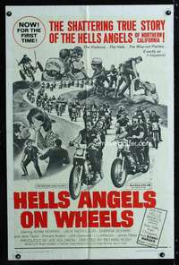 a245 HELLS ANGELS ON WHEELS one-sheet movie poster '67 biker gangs!