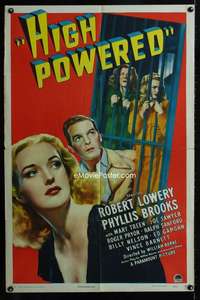 a248 HIGH POWERED one-sheet movie poster '45 Phyllis Brooks, Robert Lowery