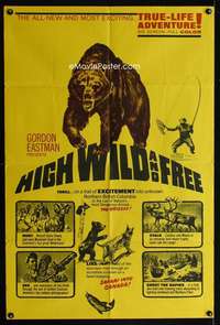 a249 HIGH WILD & FREE one-sheet movie poster '68 AIP outdoor sports!