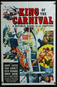 a291 KING OF THE CARNIVAL one-sheet movie poster '55 circus serial!