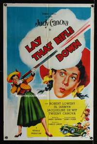 a303 LAY THAT RIFLE DOWN one-sheet movie poster '55 Judy Canova w/gun!
