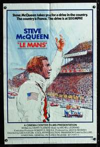 a304 LE MANS one-sheet movie poster '71 Steve McQueen, 200mph car racing!
