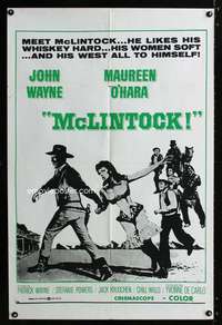 a318 McLINTOCK military one-sheet movie poster '63 John Wayne, Maureen O'Hara