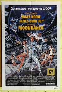 a324 MOONRAKER one-sheet movie poster '79 Roger Moore as James Bond!