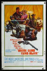 a326 MORE DEAD THAN ALIVE one-sheet movie poster '69 Clint Walker, Price