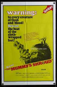 a327 MUMMY'S SHROUD one-sheet movie poster '67 wild giant mummy image!