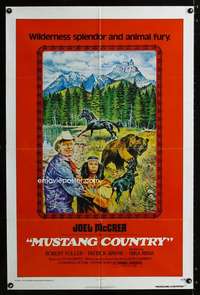 a329 MUSTANG COUNTRY one-sheet movie poster '76 Joel McCrea in the wild!