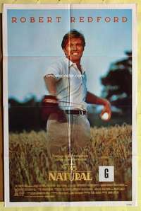 a332 NATURAL int'l one-sheet movie poster '84 classic baseball throwing!