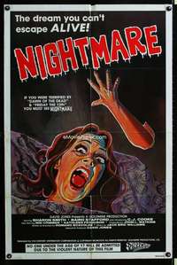 a340 NIGHTMARE one-sheet movie poster '81 wild cartoony horror image!