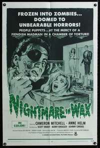 a341 NIGHTMARE IN WAX one-sheet movie poster '69 Mitchell, zombies!