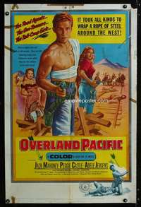 a355 OVERLAND PACIFIC one-sheet movie poster '54 Jock Mahoney, Castle