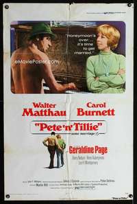 a365 PETE 'N' TILLIE int'l one-sheet movie poster '73 Walter Matthau, Burnett