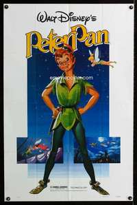 a366 PETER PAN one-sheet movie poster R82 Walt Disney fantasy classic!