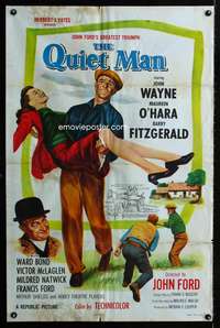 a383 QUIET MAN one-sheet movie poster R57 John Wayne, Maureen O'Hara