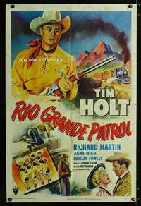 a396 RIO GRANDE PATROL one-sheet movie poster '50 great Tim Holt image!