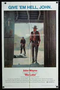 a397 RIO LOBO one-sheet movie poster '71 Give 'em Hell, John Wayne!