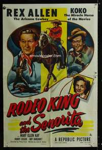 a406 RODEO KING & THE SENORITA one-sheet movie poster '51 Rex Allen & Koko!