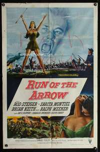 a410 RUN OF THE ARROW one-sheet movie poster '57 Sam Fuller, Rod Steiger