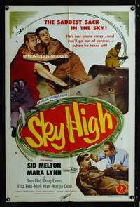 a446 SKY HIGH signed one-sheet movie poster '51 pilot Sid Melton!