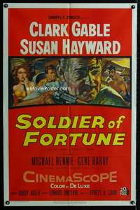 a454 SOLDIER OF FORTUNE one-sheet movie poster '55 Clark Gable, Hayward
