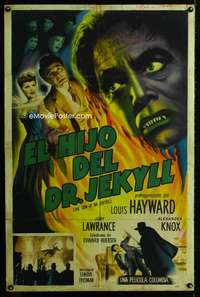 a458 SON OF DR JEKYLL Spanish/U.S. one-sheet movie poster '51 Louis Hayward horror