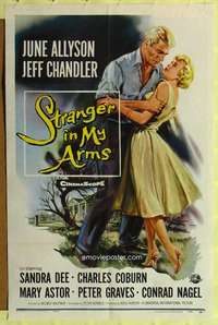 a474 STRANGER IN MY ARMS one-sheet movie poster '59 June Allyson, Chandler
