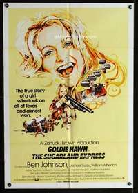 a480 SUGARLAND EXPRESS int'l one-sheet movie poster '74 Spielberg, Hawn