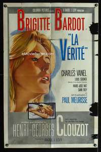 a293 LA VERITE one-sheet movie poster '61 sexy Brigitte Bardot, Clouzot