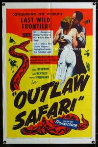 a354 OUTLAW SAFARI one-sheet movie poster '57 forbidden love in Africa!
