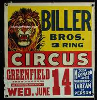 b031 BILLER BROS 3 RING CIRCUS poster '50 Ken Maynard