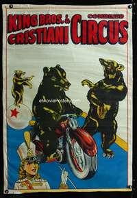 b024 KING BROS & CRISTIANI COMBINED CIRCUS poster 1950s
