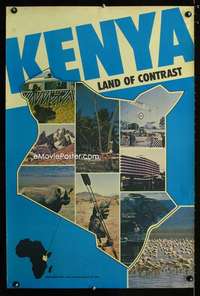 b033 KENYA LAND OF CONTRAST travel poster '50s Africa!