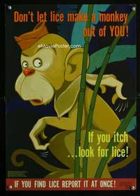 b021 DON'T LET LICE MAKE A MONKEY OUT OF YOU war poster '44