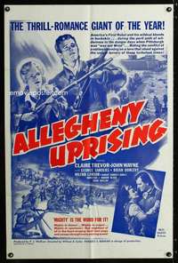 c848 ALLEGHENY UPRISING military one-sheet movie poster R60s John Wayne