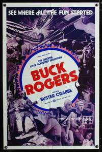 c768 BUCK ROGERS one-sheet movie poster R66 Buster Crabbe serial!