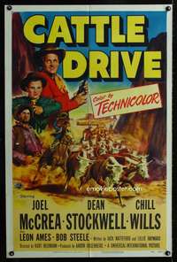 c738 CATTLE DRIVE one-sheet movie poster '51 Joel McCrea, Dean Stockwell
