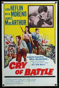 c721 CRY OF BATTLE one-sheet movie poster '63 Van Heflin, Rita Moreno