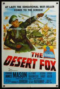 c705 DESERT FOX one-sheet movie poster '51 James Mason, Cedric Hardwicke