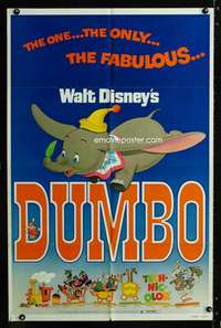 c696 DUMBO one-sheet movie poster R76 Walt Disney circus elephant classic!