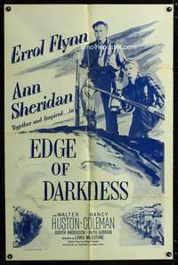 c695 EDGE OF DARKNESS one-sheet movie poster R56 Errol Flynn, Ann Sheridan
