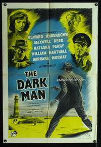c714 DARK MAN English one-sheet movie poster '51 Jeffrey Dell, Underdown