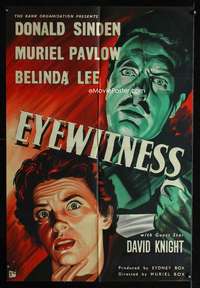 c690 EYEWITNESS English one-sheet movie poster '56 English film noir!