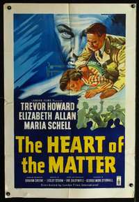 c640 HEART OF THE MATTER English one-sheet movie poster '53 Trevor Howard