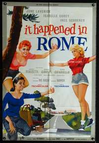 c603 IT HAPPENED IN ROME English one-sheet movie poster '57 sexy babes!